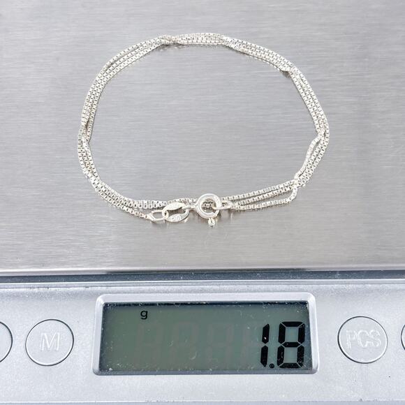 Vintage Italy Sterling Silver 925 Box Chain Necklace 18" - Picture 4 of 4